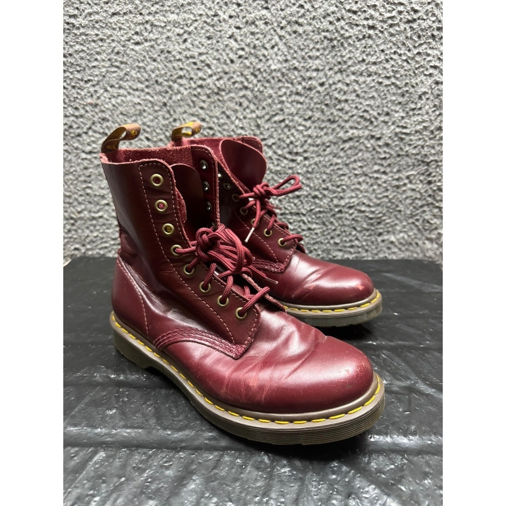 Dr. Martens 1460 Smooth Leather 8-Eye Lace Up Boots Cherry Red Size Womens 9 US